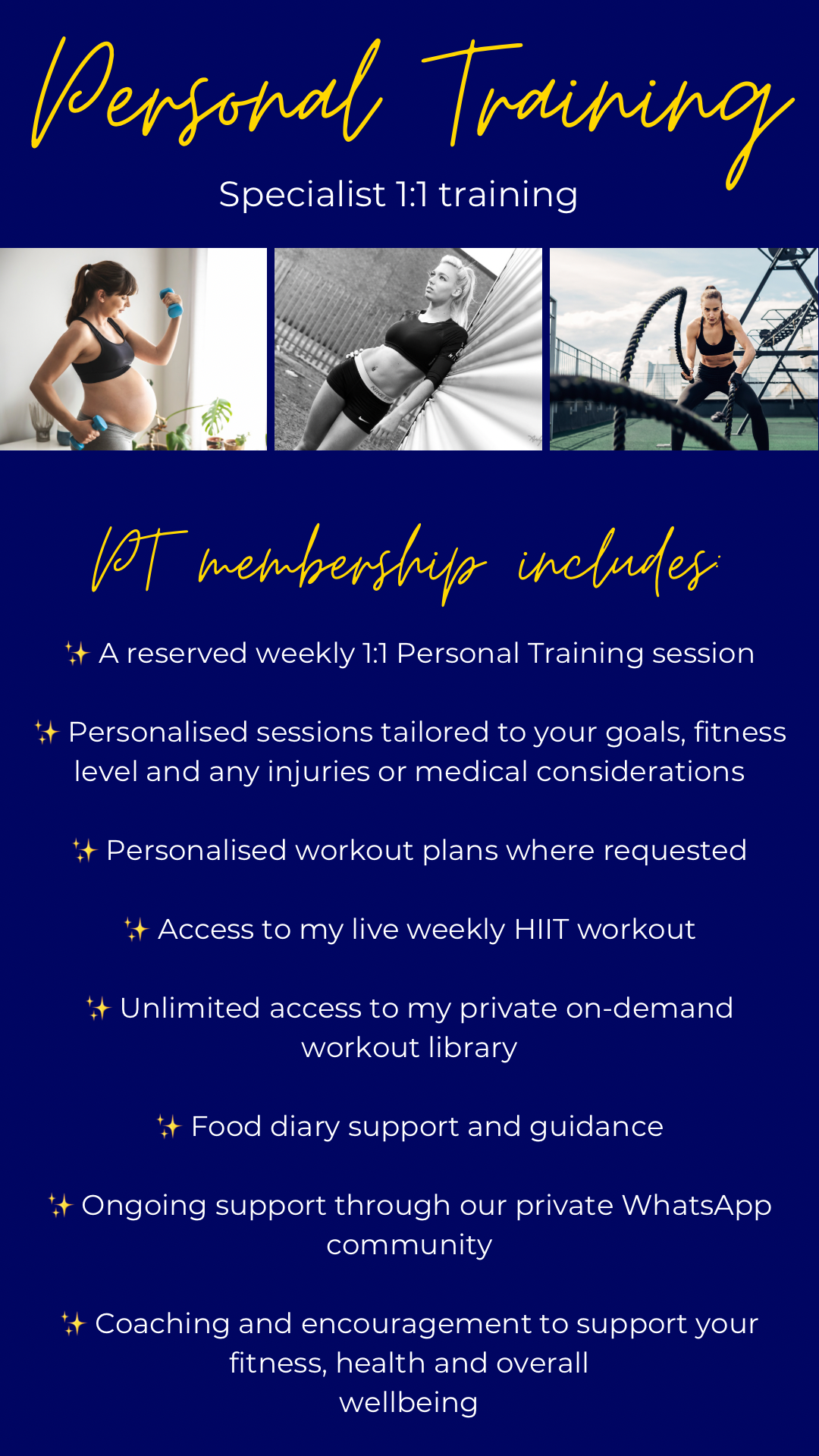 Personal training services information